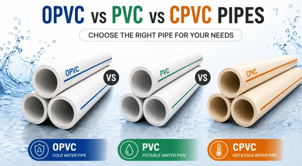 OPVC, uPVC and CPVC Pipes: Understanding the Key Differences